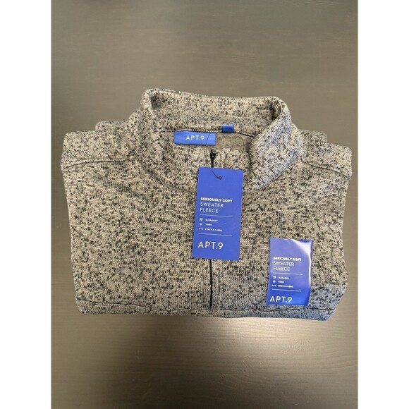 Apt 9 Men’s Seriously Fleece Sweater 1/4 Zip Large Warm Gray Ultrasoft Stretch - Picture 8 of 8